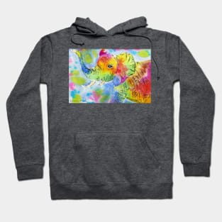 Colourful Cute Elephant blowing his own trumpet Hoodie